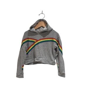 Flowers by Zoe Gray cropped hoodie with rainbow Accents - size 4 (fits 3)